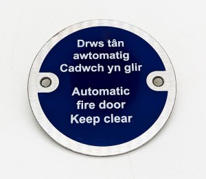  Auto Fire Door Keep Clear Welsh/English 75mm Dia