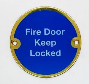 Sign Fire Door Keep Locked 75mm Dia PB (EACH)