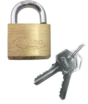 ASEC AS2520 Brass Padlock Steel Shackle 45mm Brass (Per EACH)
