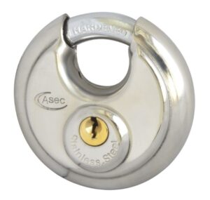 ASEC Disc Padlock 70mm 10mm Shackle SS (Per EACH)