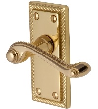 Georgian Lever Latch Furniture 111x51mm Pol Brass (Per SET)
