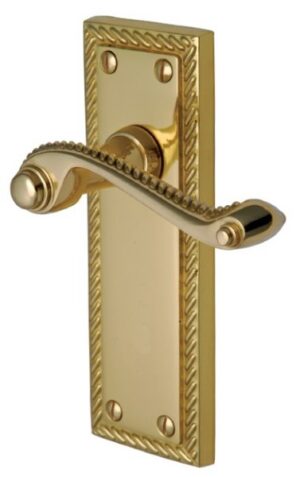 Georgian Lever Latch Furniture 152x52mm Polished Brass (Per SET)