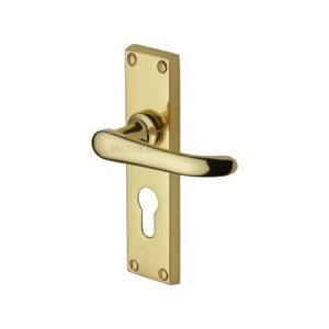 HERITAGE BRASS Windsor Lever Euro Lock 154x40mm Polished Brass (Per SET)