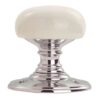 Delamain White Porc Knob  F/F Rose 60mm P/Chrome (SET)