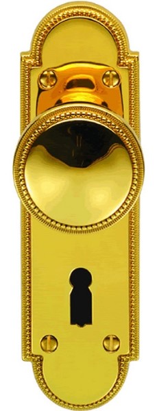 Beaded Knob Lockset Polished Brass (Per SET)
