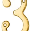 CARLISLE BRASS N3PVD Numeral 76mm No.3 Stainless Brass PVD (Per EACH)
