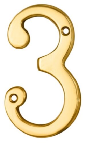 CARLISLE BRASS N3PVD Numeral 76mm No.3 Stainless Brass PVD (Per EACH)