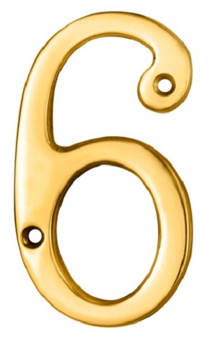 CARLISLE BRASS N6PVD Numeral 76mm No.6 Stainless Brass PVD (Per EACH)