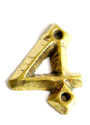 KIRKPATRICK B1976/4 Numeral 1.3/4 '4' Antique Brass (Per EACH)