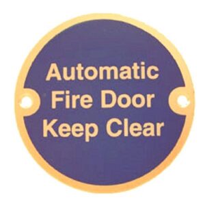Sign Auto Fire Door Keep Clear 75mm Dia PB (Per EACH)