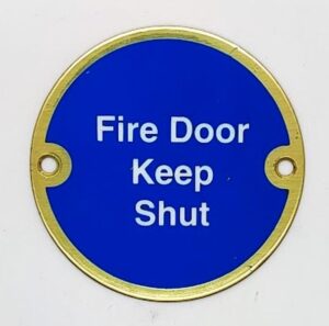 Sign Fire Door Keep Shut 75mm Dia PB (Per EACH)