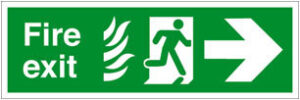 Sign Fire Exit (Flame) Right Self Adhesive 600x200 (Per EACH)
