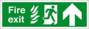 Sign Fire Exit (Flame) Up Self Adhesive 600x200 (Per EACH)