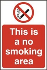 Sign No Smoking Area 200x300 Rigid Plastic (Per EACH)