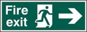 Sign Fire Exit Arrow Right Self Adhesive 400x150 (Per EACH)