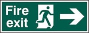 Sign Fire Exit Arrow Right Plas 600x200 (Per EACH)