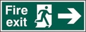 Sign Fire Exit Arrow Right Self Adhesive 600x200 (Per EACH)
