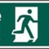 Sign Fire Exit Arrow Down Self Adhesive 600x200 (Per EACH)