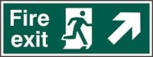 Sign Fire Exit Arrow Up/Right Self Adhesive 400x150 (Per EACH)