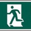 Sign Fire Exit Arrow Down/Left Self Adhesive 600x200 (Per EACH)