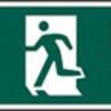 Sign Fire Exit Arrow Up/Left Self Adhesive 600x200 (Per EACH)