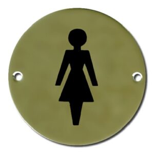 Pictogram Female 75mm Dia Polished Brass (Per EACH)
