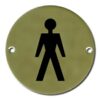 Pictogram Male 75mm Dia Polished Brass (Per EACH)