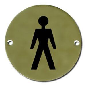 Pictogram Male 75mm Dia Polished Brass (Per EACH)