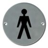 Pictogram Male 75mm Dia Polished Stainless (Per EACH)