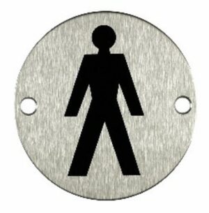 Pictogram Male 75mm Dia Stainless Steel (Per EACH)