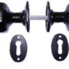 Octagonal Knob Furniture Rim/Mortice Black (SET)