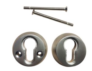 EUROSPEC Euro Security Escutcheon Set Bolt Through Satin Chrome (Per SET)