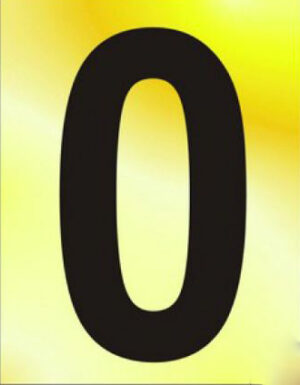 Numeral No 0 50mm Black On Gold (Per EACH)