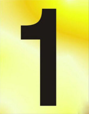 Numeral No 1 50mm Black On Gold (Per EACH)