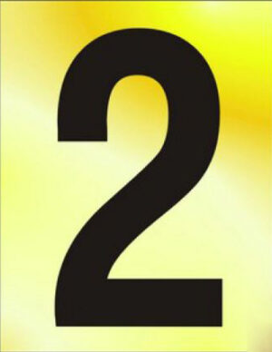 Numeral No 2 50mm Black On Gold (Per EACH)