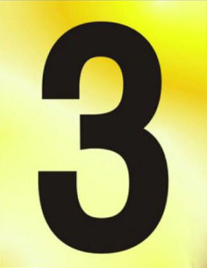 Numeral No 3 50mm Black On Gold (Per EACH)