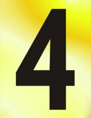 Numeral No 4 50mm Black On Gold (Per EACH)
