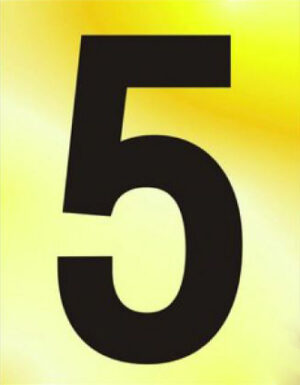Numeral No 5 50mm Black On Gold (Per EACH)