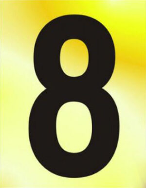Numeral No 8 50mm Black On Gold (Per EACH)