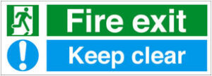 Sign 'Fire Exit Keep Clear' S/Adh450x200 (Per EACH)