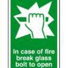 Sign Pictogram Break Glass Bolt Self Adhesive 100x150 (Per EACH)