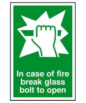 Sign Pictogram Break Glass Bolt Self Adhesive 100x150 (Per EACH)