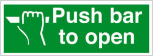 Sign 'Push Bar To Open' Plas 300x150 (Per EACH)