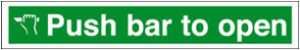 Sign 'Push Bar To Open' Self Adhesive 300x100 (Per EACH)