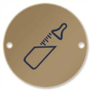 Pictogram Baby Change Room 75mm Dia Polished Brass (Per EACH)