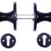 Oval Knob Furniture Rim/Mortice Black (Per SET)
