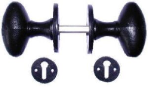 Oval Knob Furniture Rim/Mortice Black (Per SET)