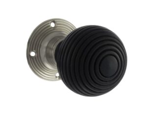 ATLANTIC Whitby Ebony Reeded Mortice Knob Black Satin Nickel (PAIR)