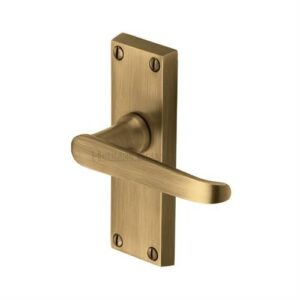 HERITAGE BRASS V3910-AT Victoria Lever Furniture Latch Short Plate Antique (Per SET)