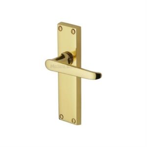 HERITAGE BRASS V3913-PB Victoria Lever Furniture Latch Long Plate Polished Brass (Per SET)